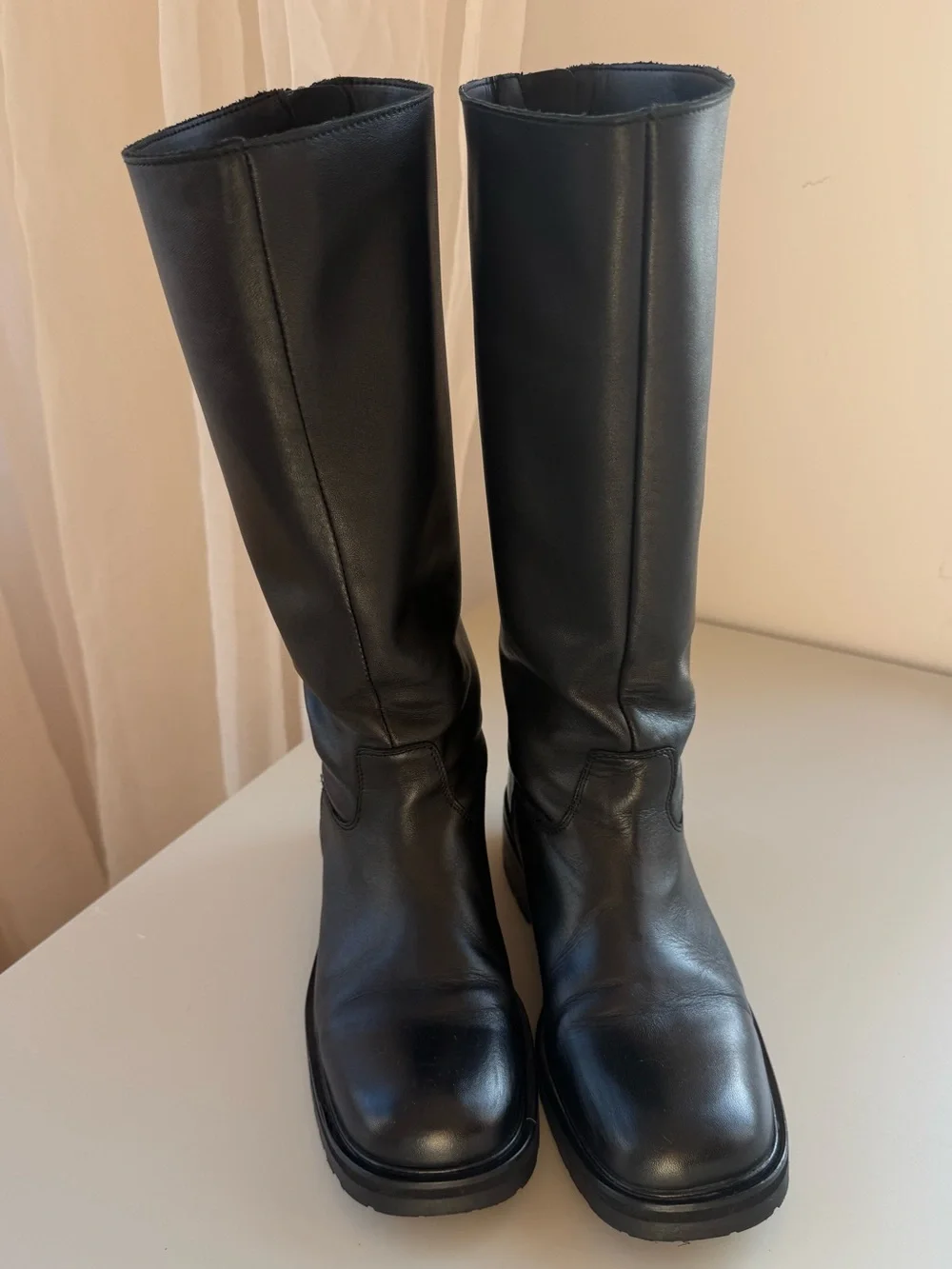 Mango High Leather Boots Black EU39 US8.5